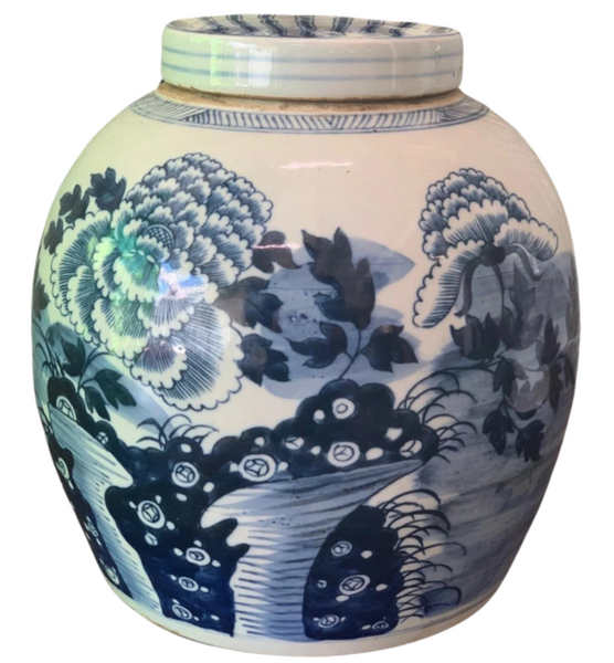 23cmH Blue & White Ginger Jar