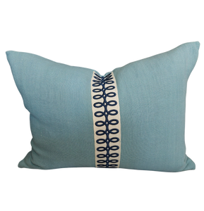 Magnolia Sky Linen Loop Cushion 60cm x 45cm