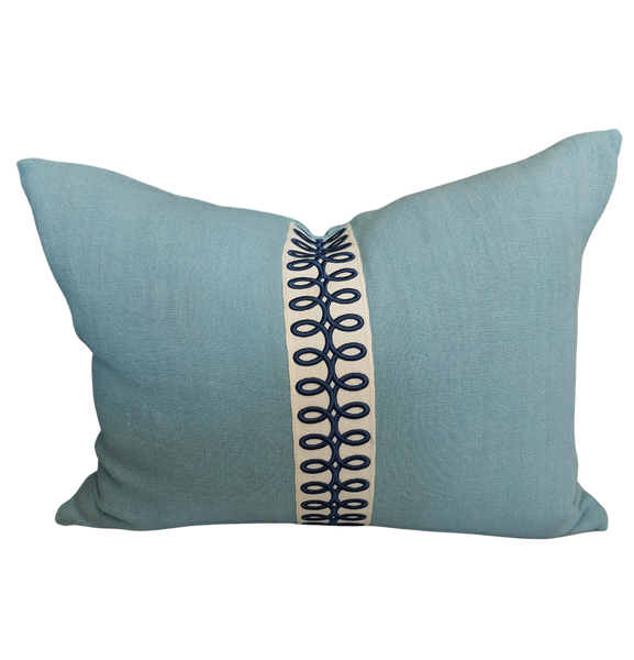 Magnolia Sky Linen Loop Cushion 60cm x 45cm