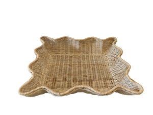 Sienna Scalloped Wicker Tray Small