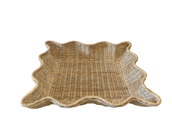 Sienna Scalloped Wicker Tray Small