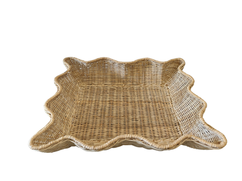 Sienna Scalloped Wicker Tray Small