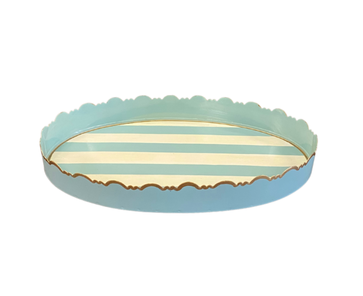 Aqua Stripe Tray, Small