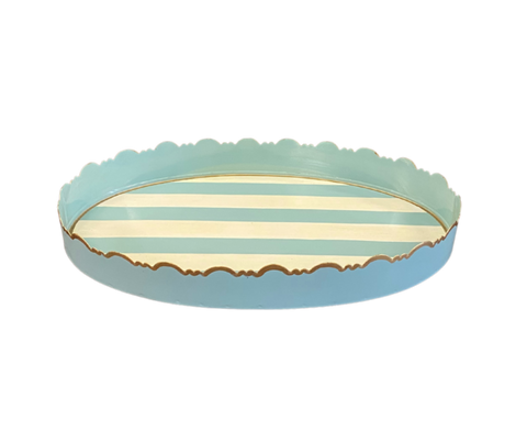 Aqua Stripe Tray, Small