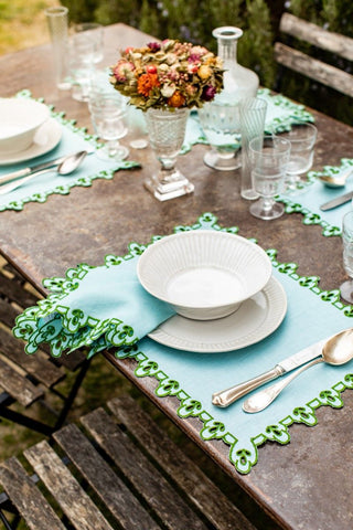 Amalfi Linen Napkin - Azzuro - Fern