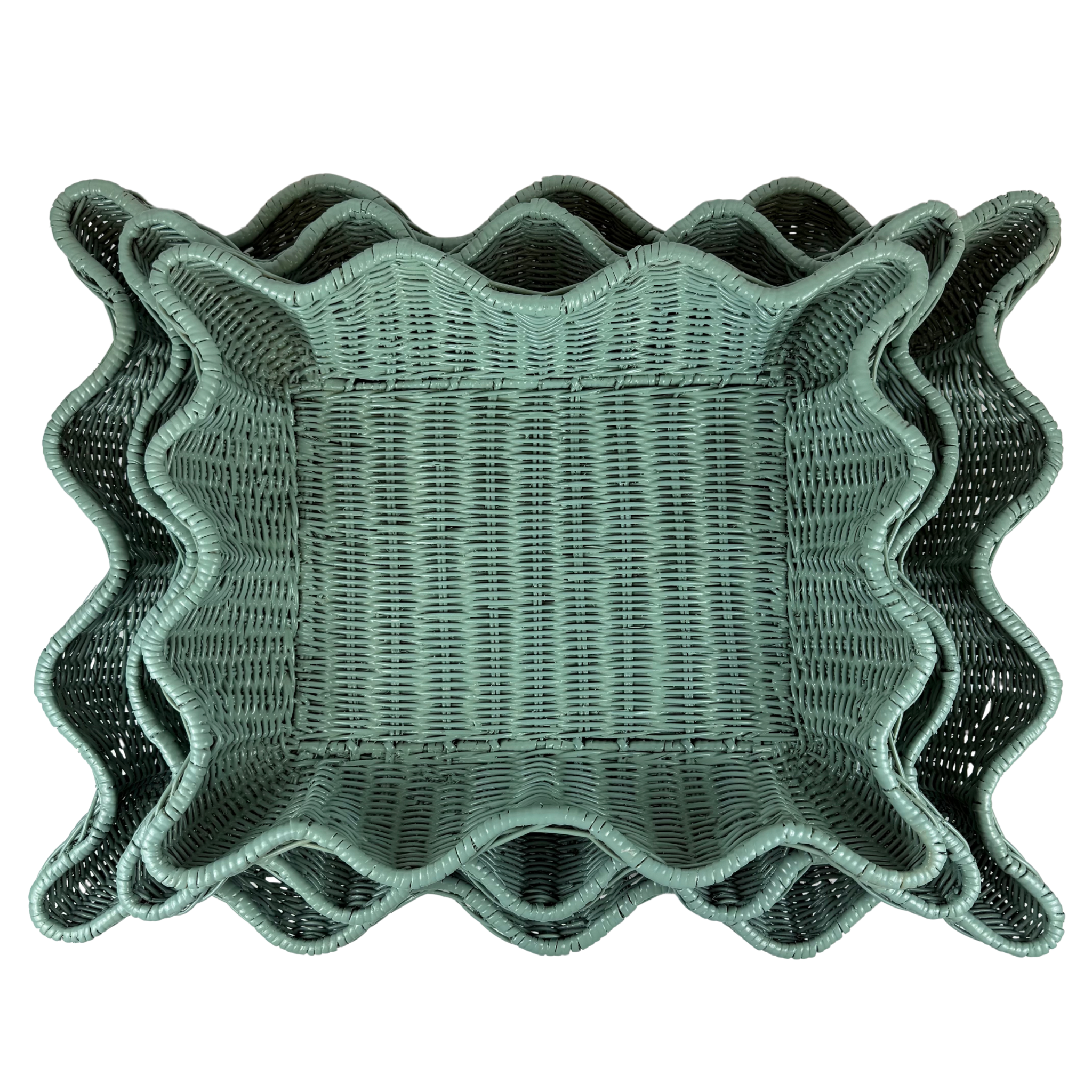 Painted Rattan Tray - Beryl Green – Magnolia Interiors Australia