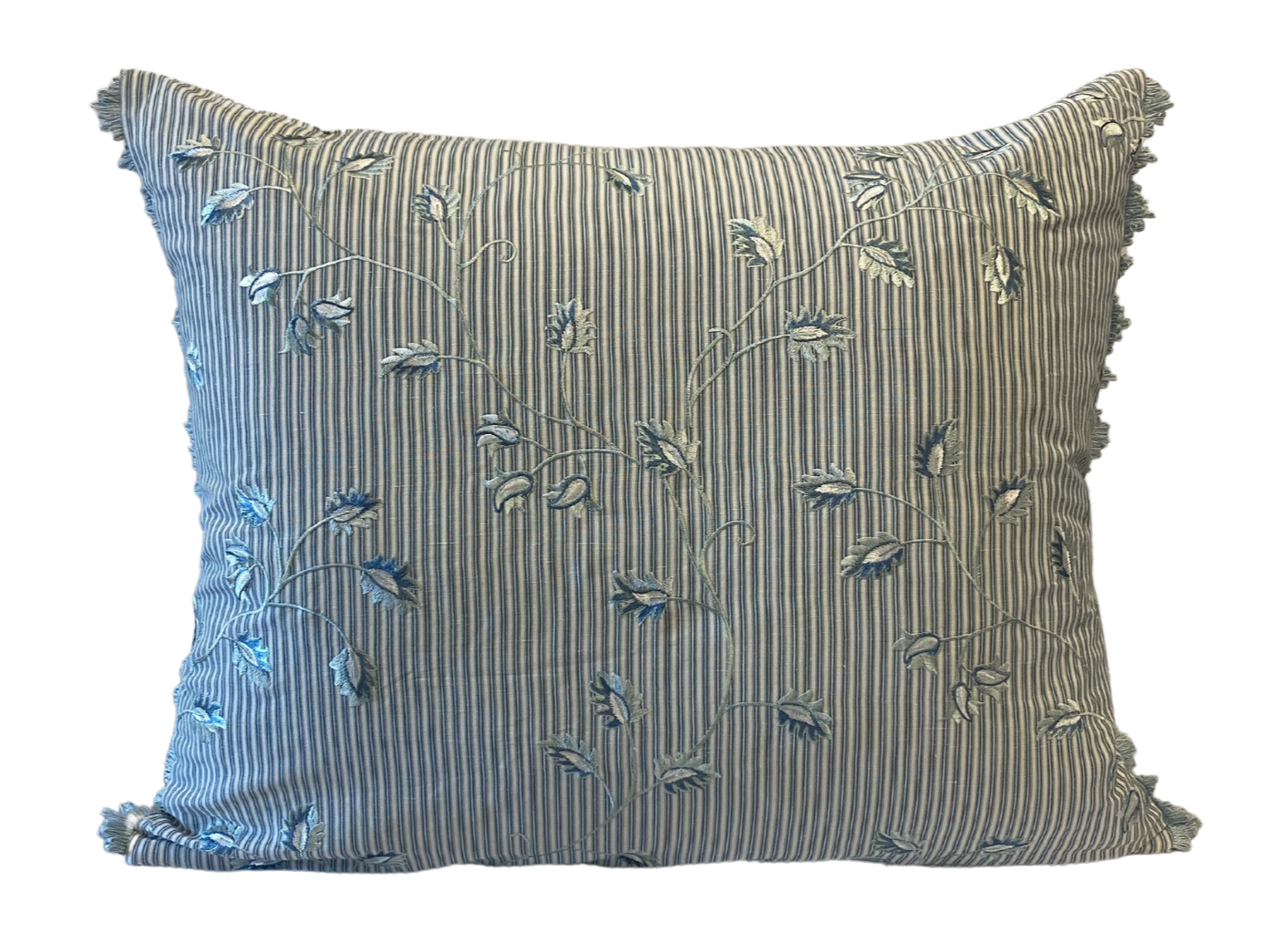 Magnolia Blue Leaf Fringed Cushion 50cm x 60cm