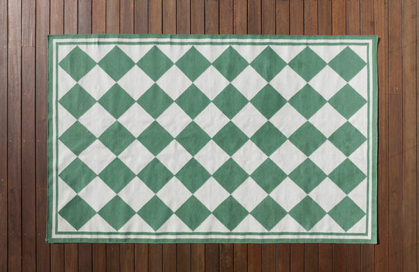 Chequerboard Rug - Green