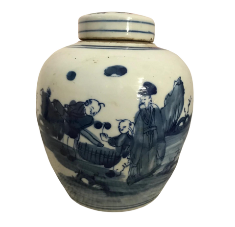 16cmH Blue & White Ginger Jar Style C