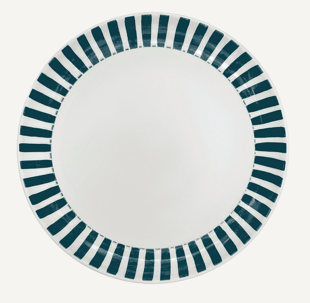 Green Stripes Dinner Plate