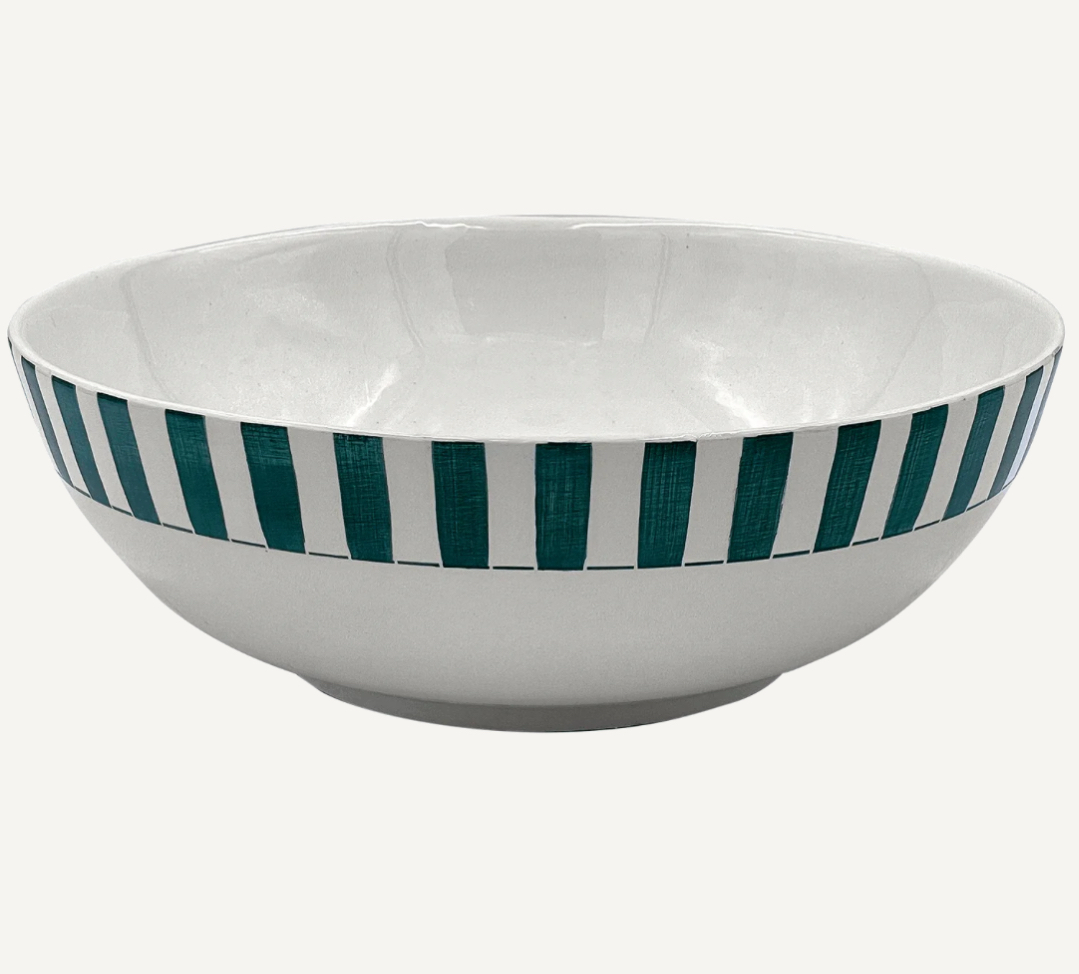 Green Stripes Salad Bowl