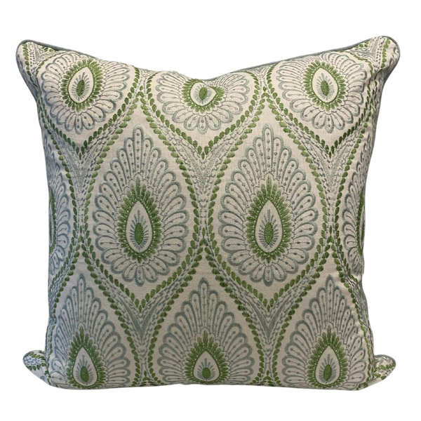 Magnolia Green/Blue Embroidered Cushion 60x60cm