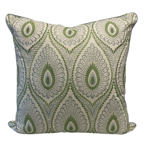 Magnolia Green/Blue Embroidered Cushion 60x60cm