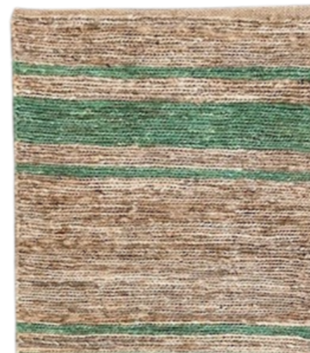 Striped Jute Rug - Green