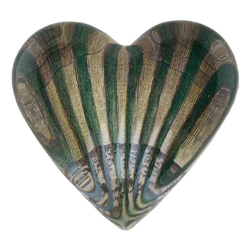 Green Scallop Heart Paperweight