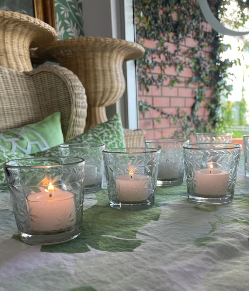 Magnolia Etched votive candle holder