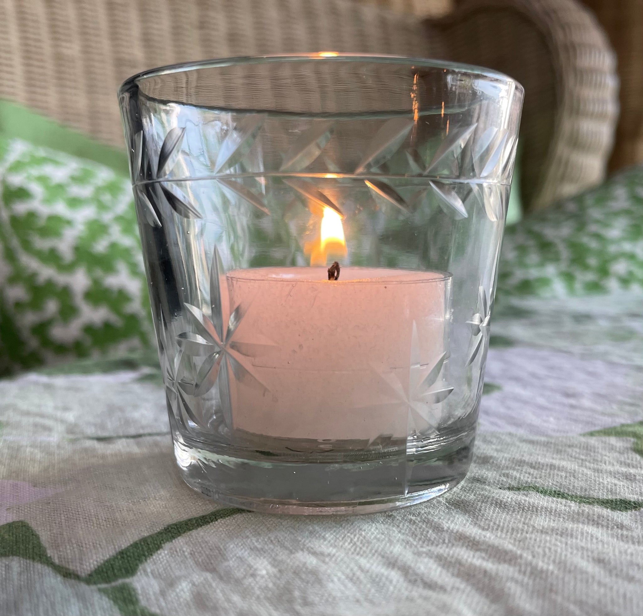 Magnolia Etched votive candle holder