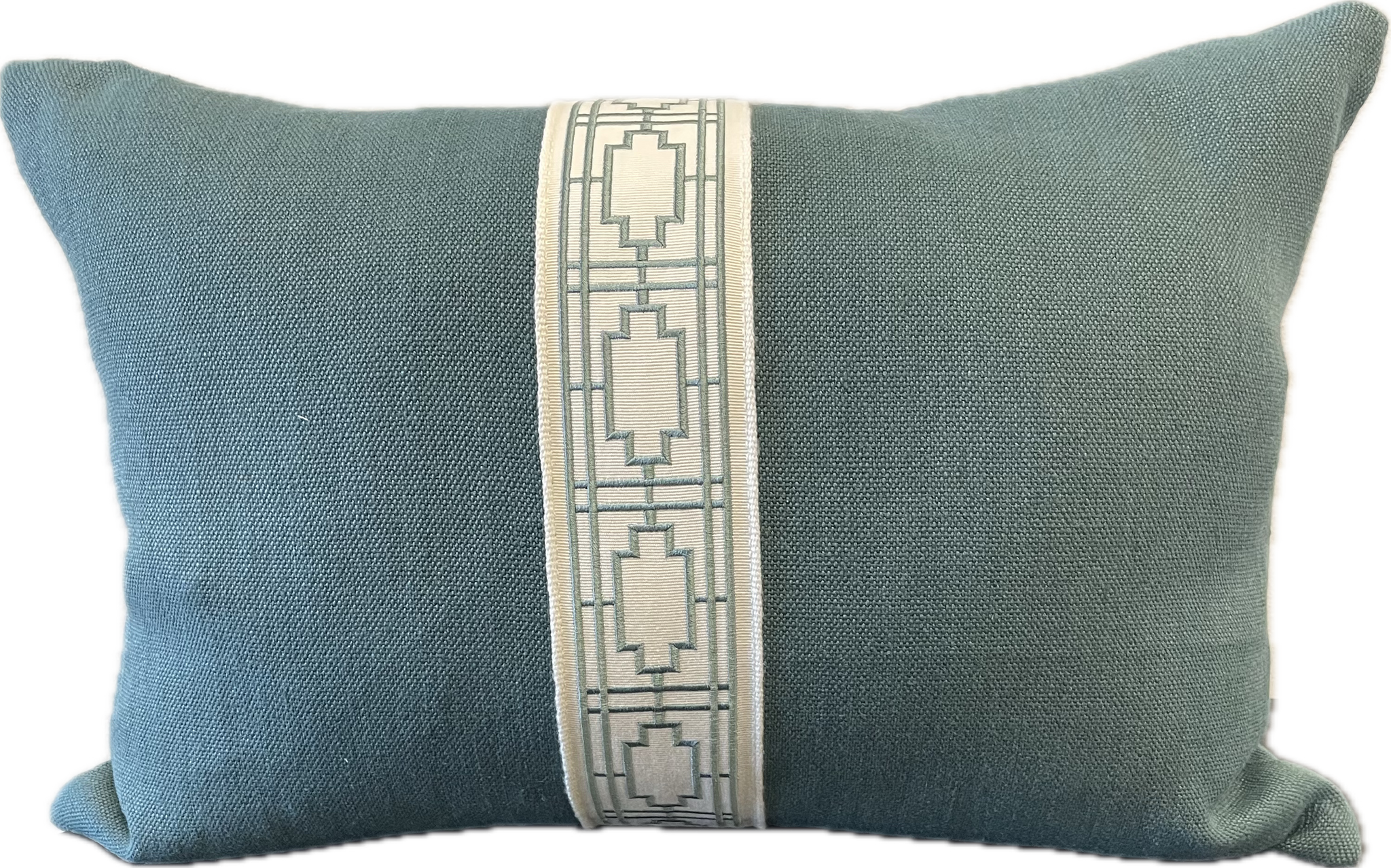 Magnolia Trellis Trim Linen Cushion 35cm x 50cm