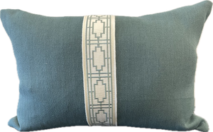 Magnolia Trellis Trim Linen Cushion 35cm x 50cm