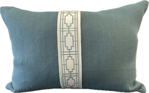 Magnolia Trellis Trim Linen Cushion 35cm x 50cm