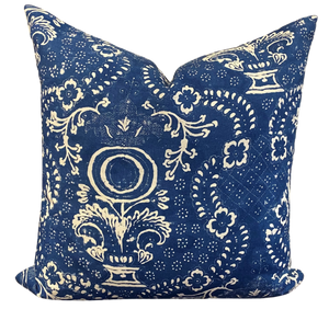 Magnolia Indigo Block Print Cushion 60x60cm