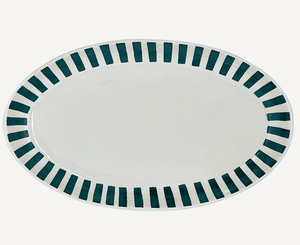 Large Green Stripes Oval Platter