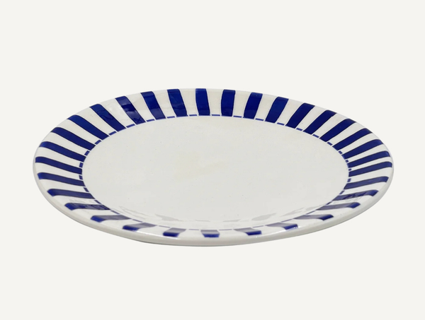 Navy Blue Stripes Dinner Plate