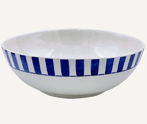 Navy Blue Stripes Salad Bowl