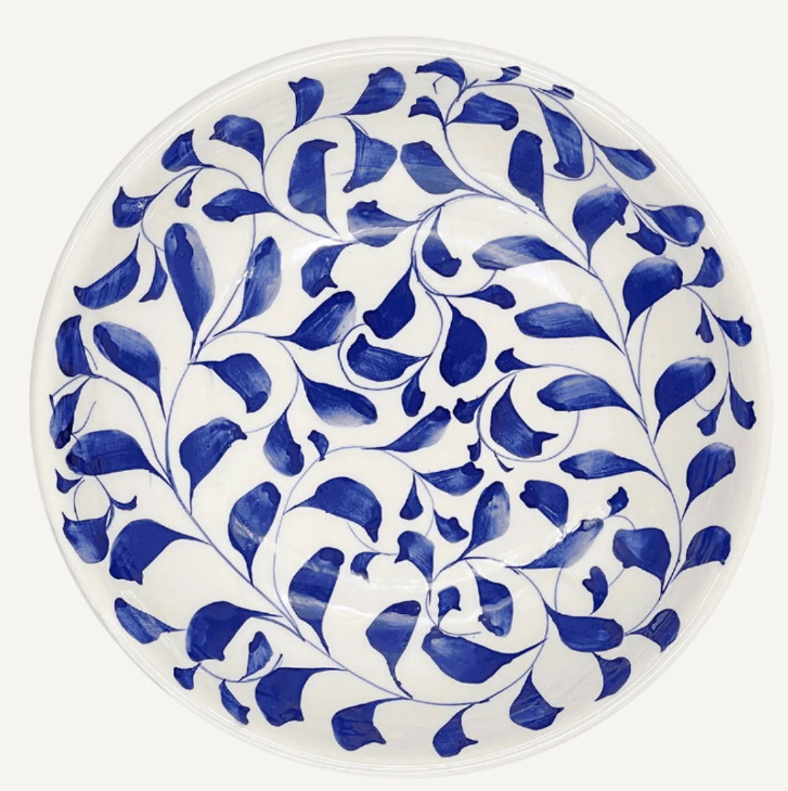 Navy Blue Scroll Pasta Bowl