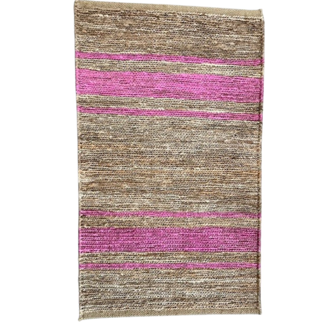 Striped Jute Mat - Pink