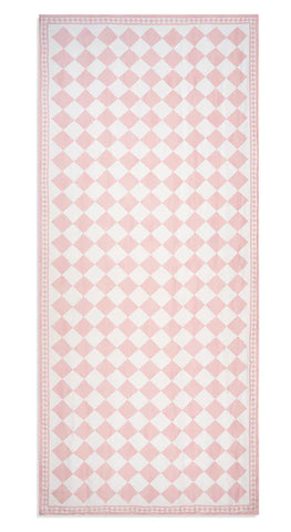 Pink Check Linen Tablecloth