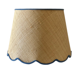 Magnolia Rattan Lampshade with Blue Trim