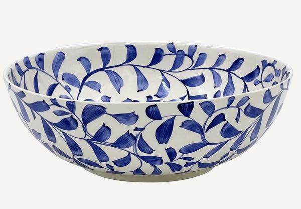 Navy Blue Scroll Salad Bowl