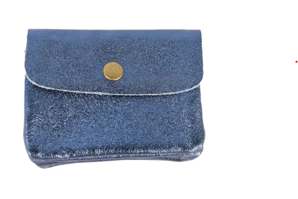 Coin Purse Metallic Blue Jeans