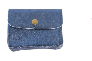 Coin Purse Metallic Blue Jeans