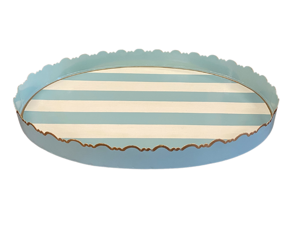 Aqua Stripe Tray, Large