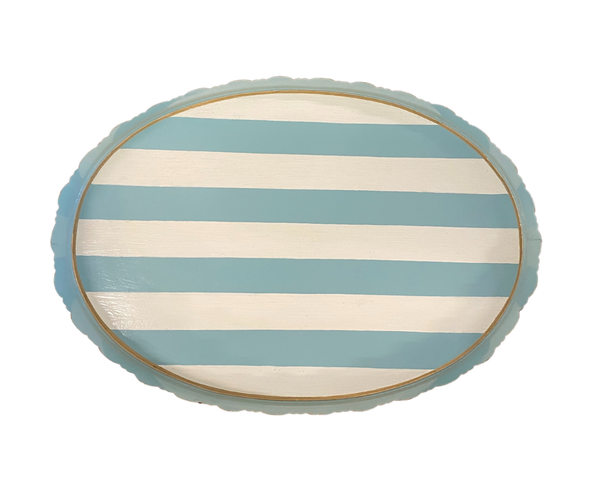 Aqua Stripe Tray, Large