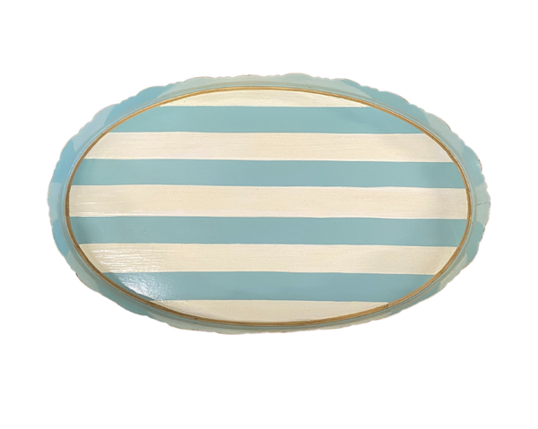 Aqua Stripe Tray, Small