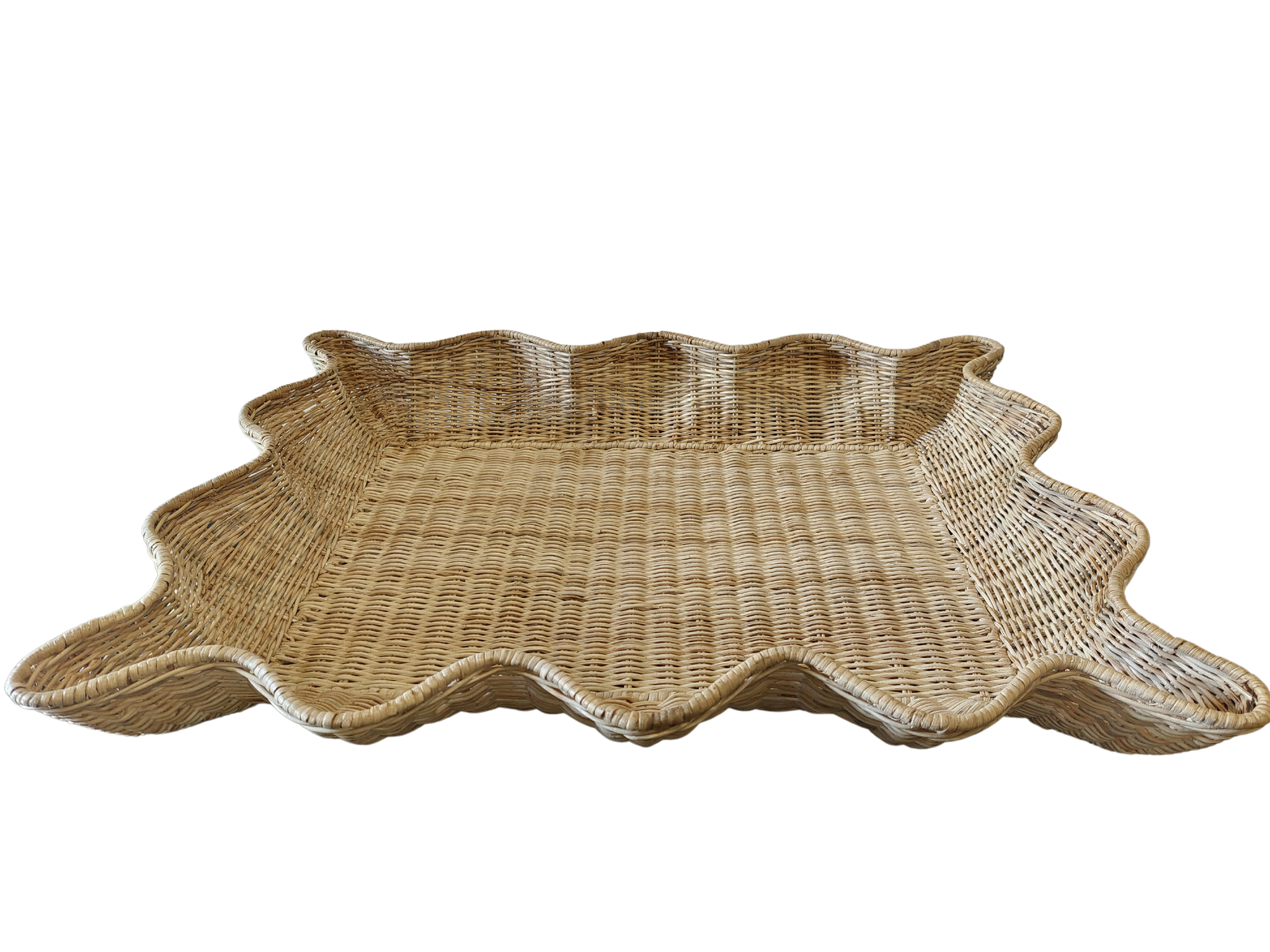 Sienna Scalloped Wicker Tray Large