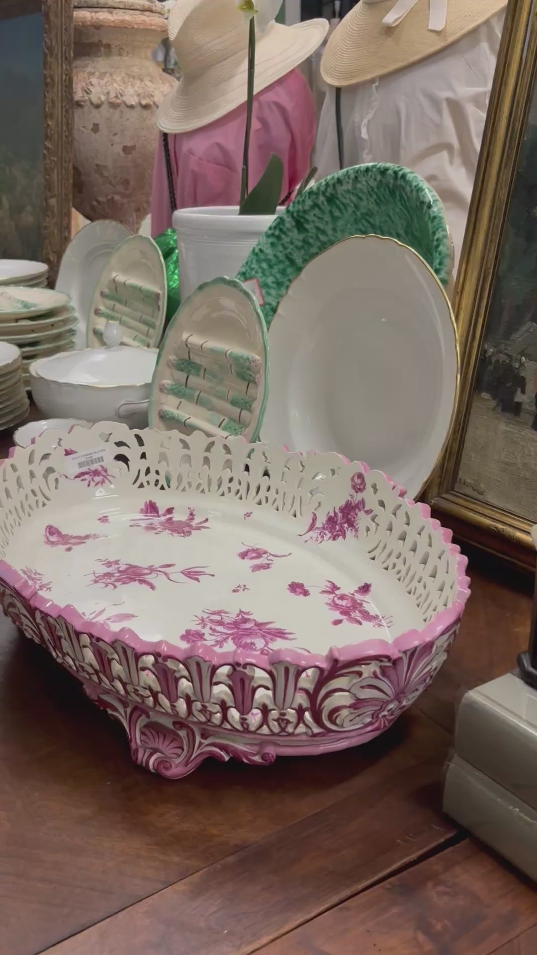 19th C Ceramic Pink and White Platter #64717