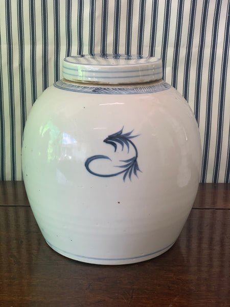 23cmH Blue & White Ginger Jar