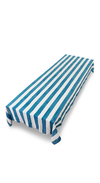 Blue Striped Linen Tablecloth