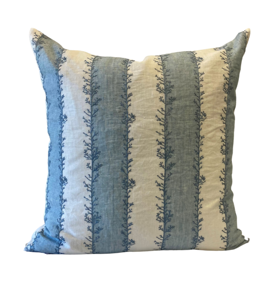 Magnolia Blue Frond Stripe Cushion 65x65cm