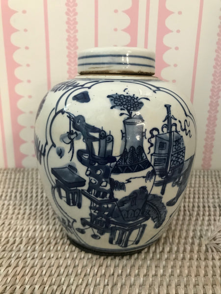 16cmH Blue & White Ginger Jar Style A