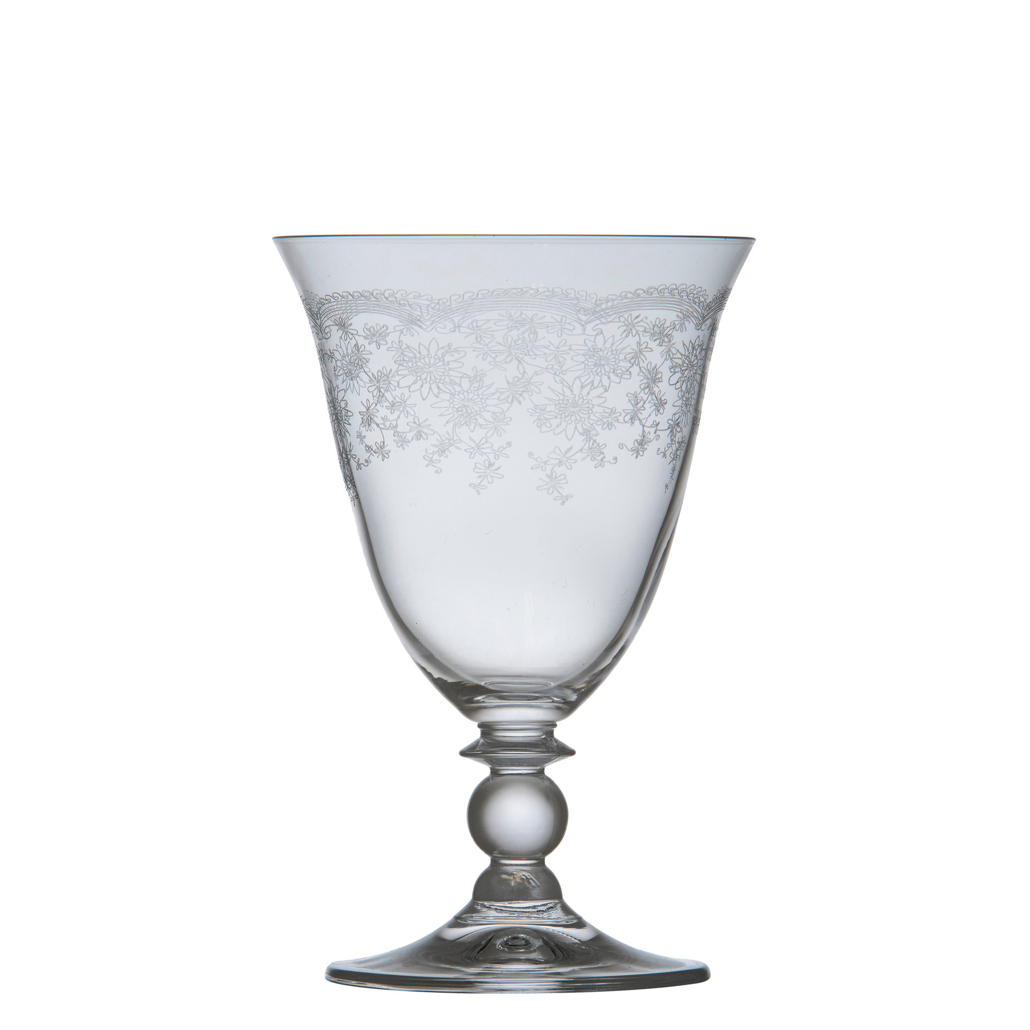 Floral Engraved Wine Glass