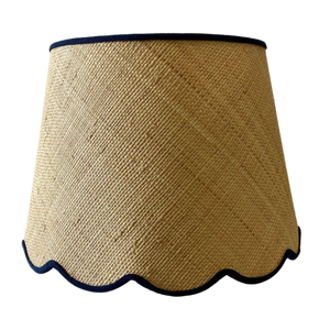 Magnolia Rattan Lampshade with Navy Trim