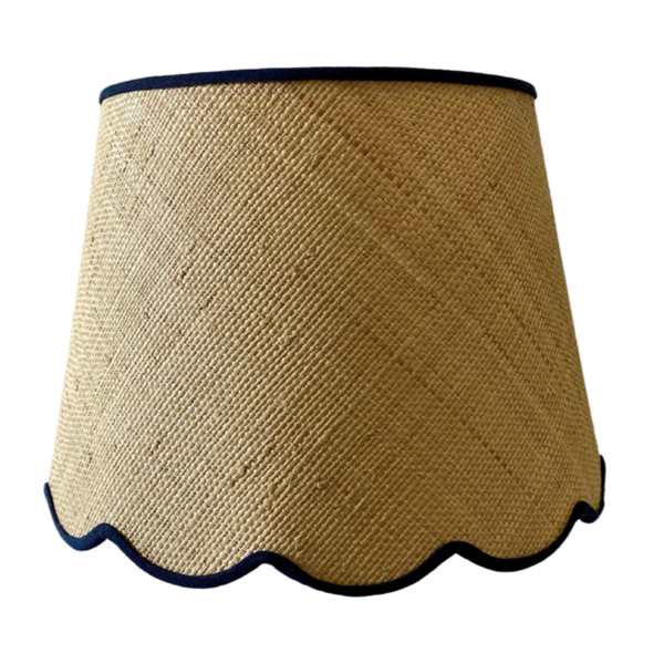 Magnolia Rattan Lampshade with Navy Trim