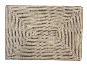 Rectangle Rattan Placemat - White Wash