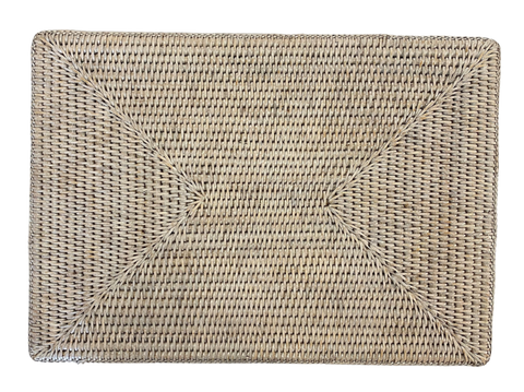 Rectangle Rattan Placemat - White Wash