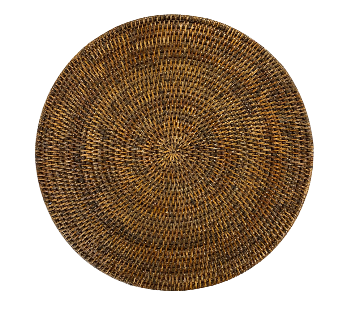 Round Rattan Placemat - Antique